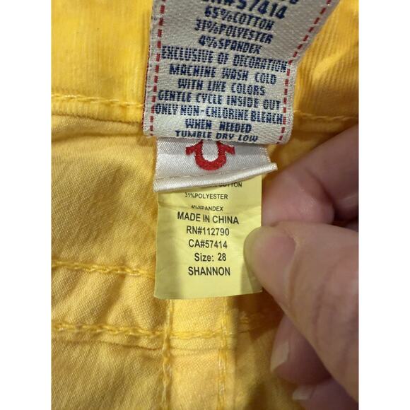 True Religion Shannon Pants Women's 28 Yellow Corduroy Stretch Skinny Leg Preppy - Picture 2 of 11